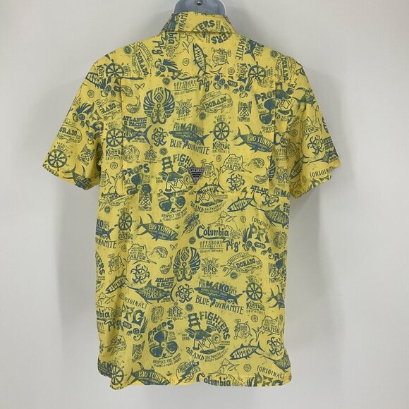 Columbia PFG Omni-Shade Casual Button-Down Shirt Men Size S/P fishing yellow - Picture 10 of 12